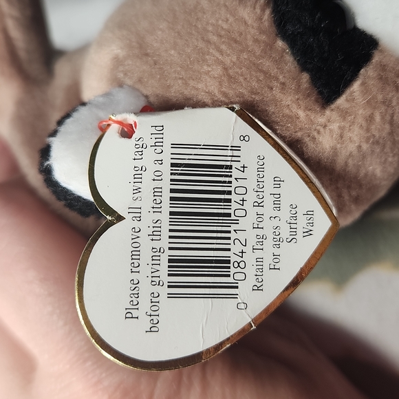 🕸Vintage Ty Beanie Baby Original Ringo the Raccoon 1995 P.V.C. Pellets - Picture 8 of 11